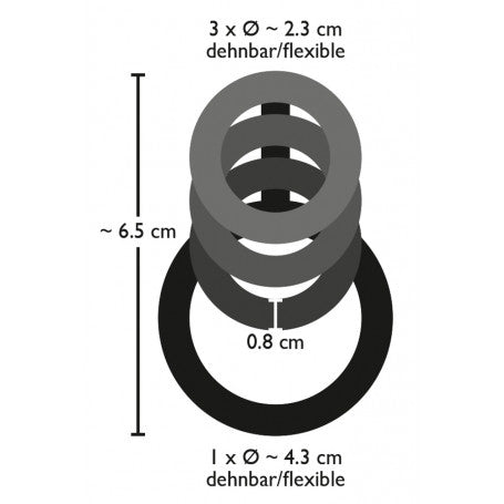 Anello fallico ritardante Cock/testicle Ring 4 rings